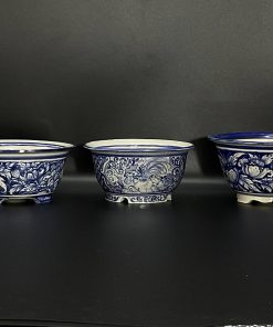 mini pot for bonsai blue&White