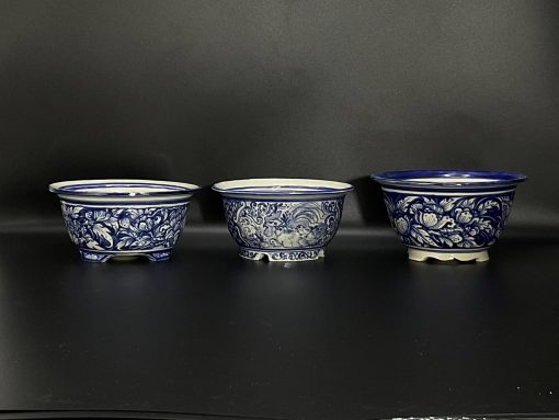mini pot for bonsai blue&White